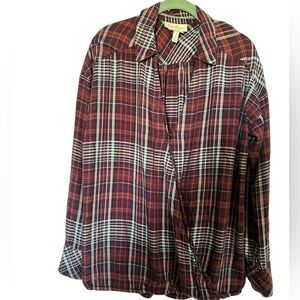 Jessica Simpson Long Sleeve Flannel Nursing Shirt Women’s L